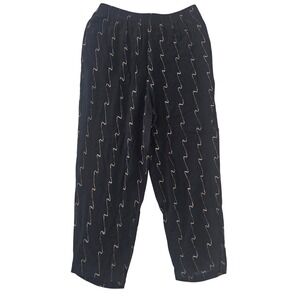 Justin B Jones New York Vintage Black Gold Squiggle Rayon Trousers Pants Size 18